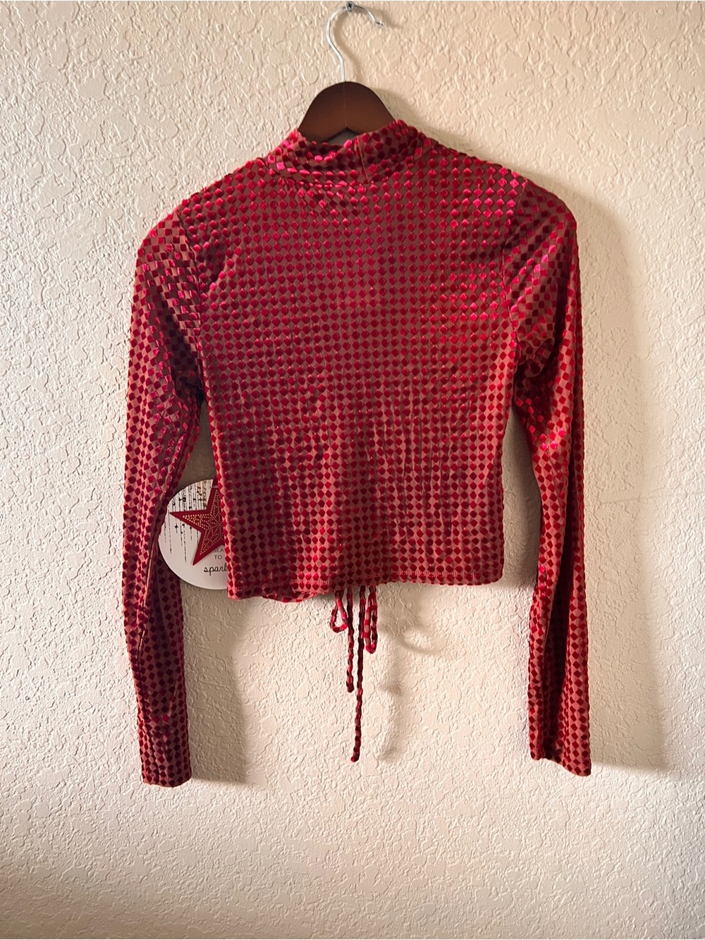 Velvet Ruched Long-Sleeve Top in Red Size L by Mixed Threads NWT - Picture 2 of 7